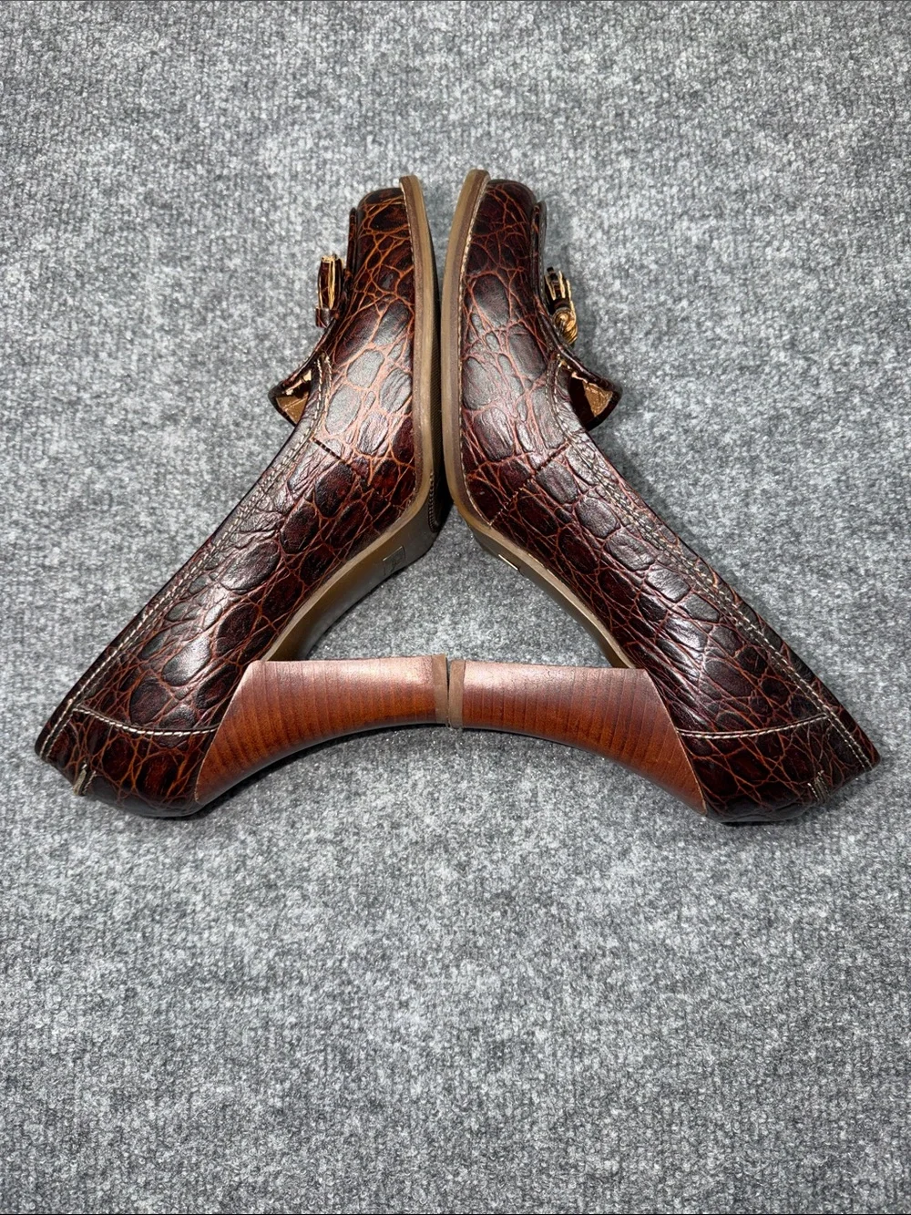 Sam Edelman Brown Croc-Embossed Tassel Loafers
